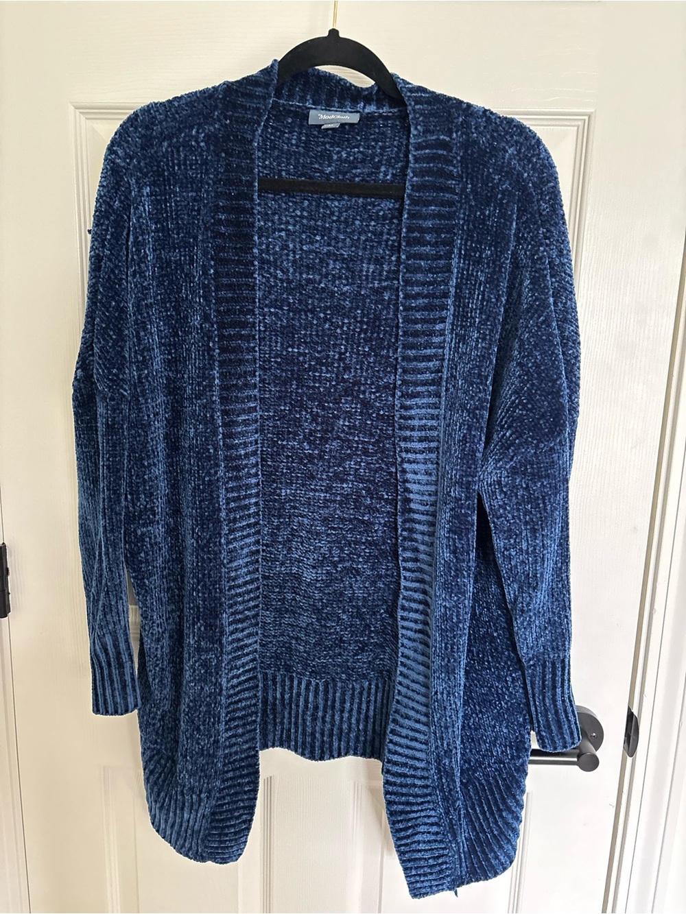 Croft & Barrow Blue Chenille Open-Front Women's Cardigan Sweater velour cozy
